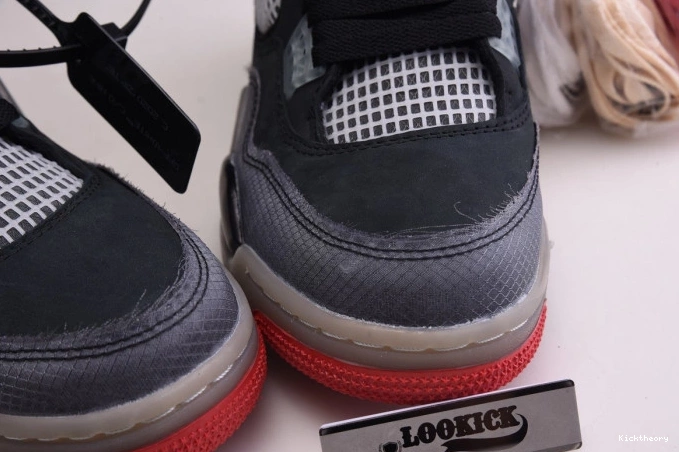 Kick Theory x Off Jordan Retro CV9388-001 White Air 4 Bred 0723